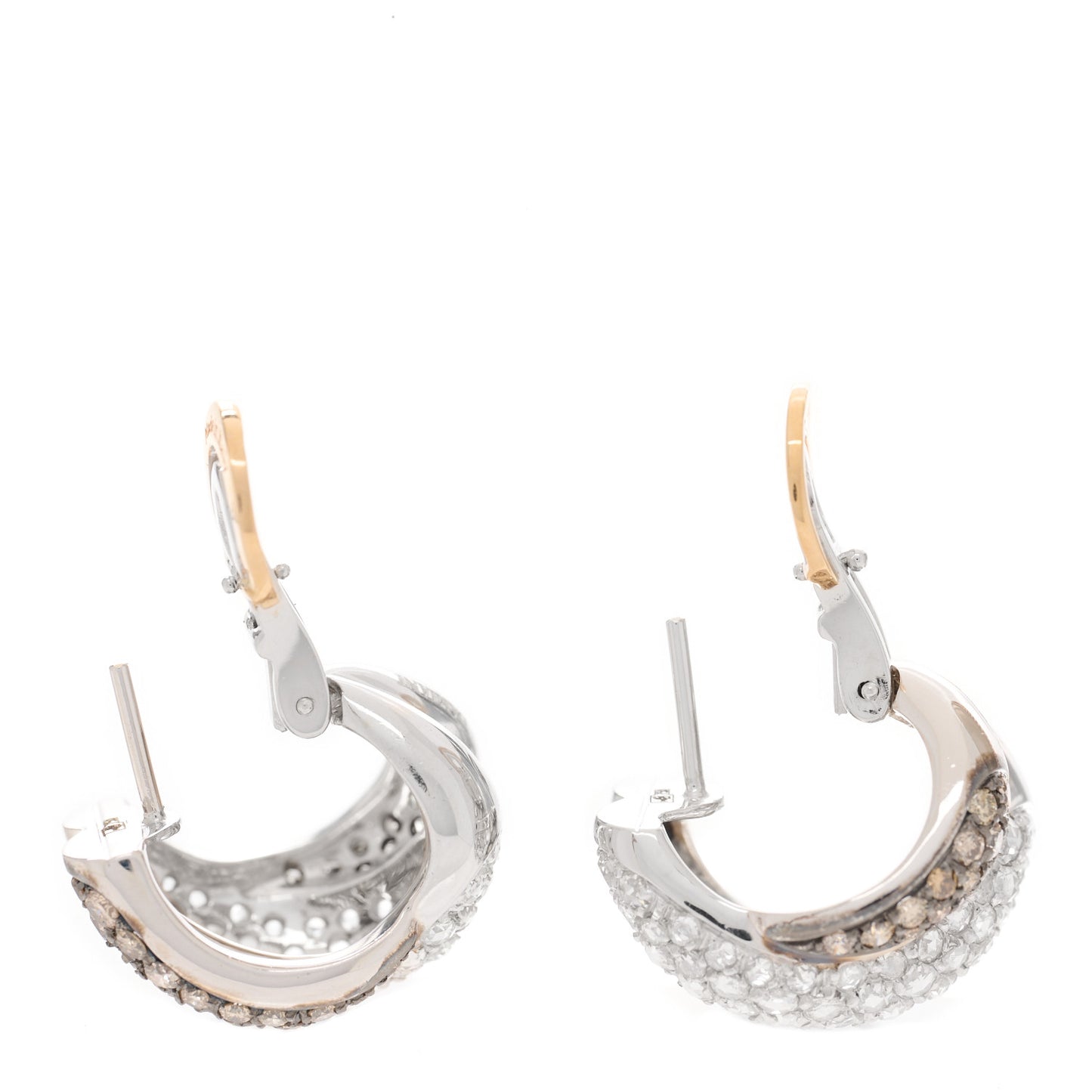 18K White Rose Gold Brown Diamond Gomitolo Earrings