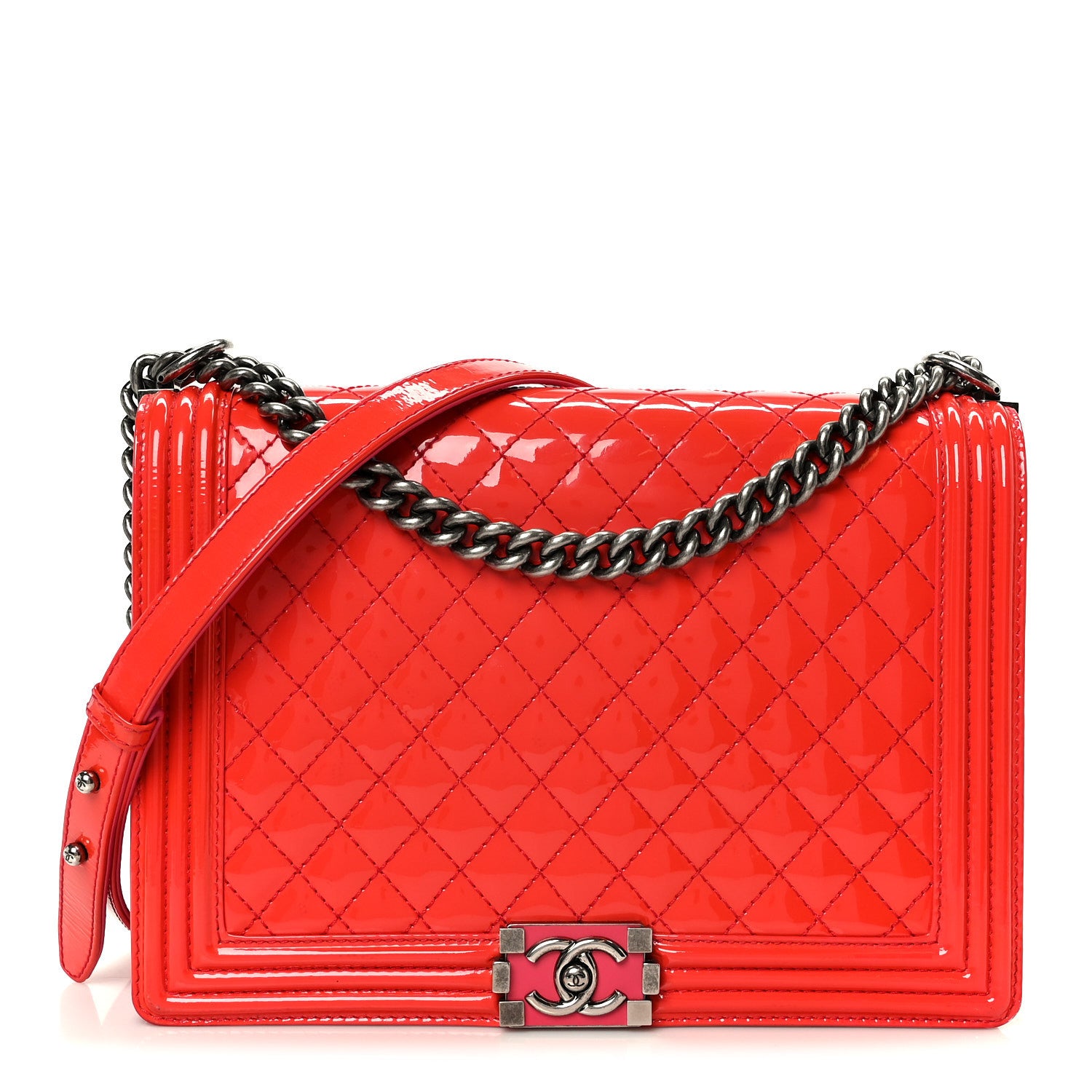Chanel Patent Quilted Large Boy Flap Pink 1 of 10