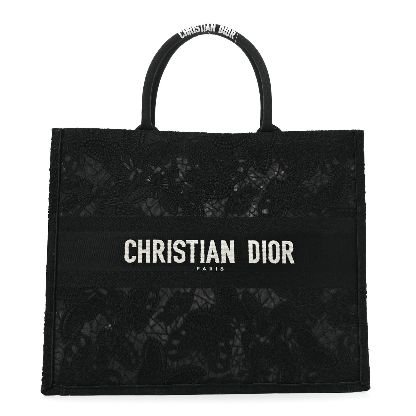Embroidered 3D Macrame D-Lace Butterfly Large Book Tote Black Multicolor