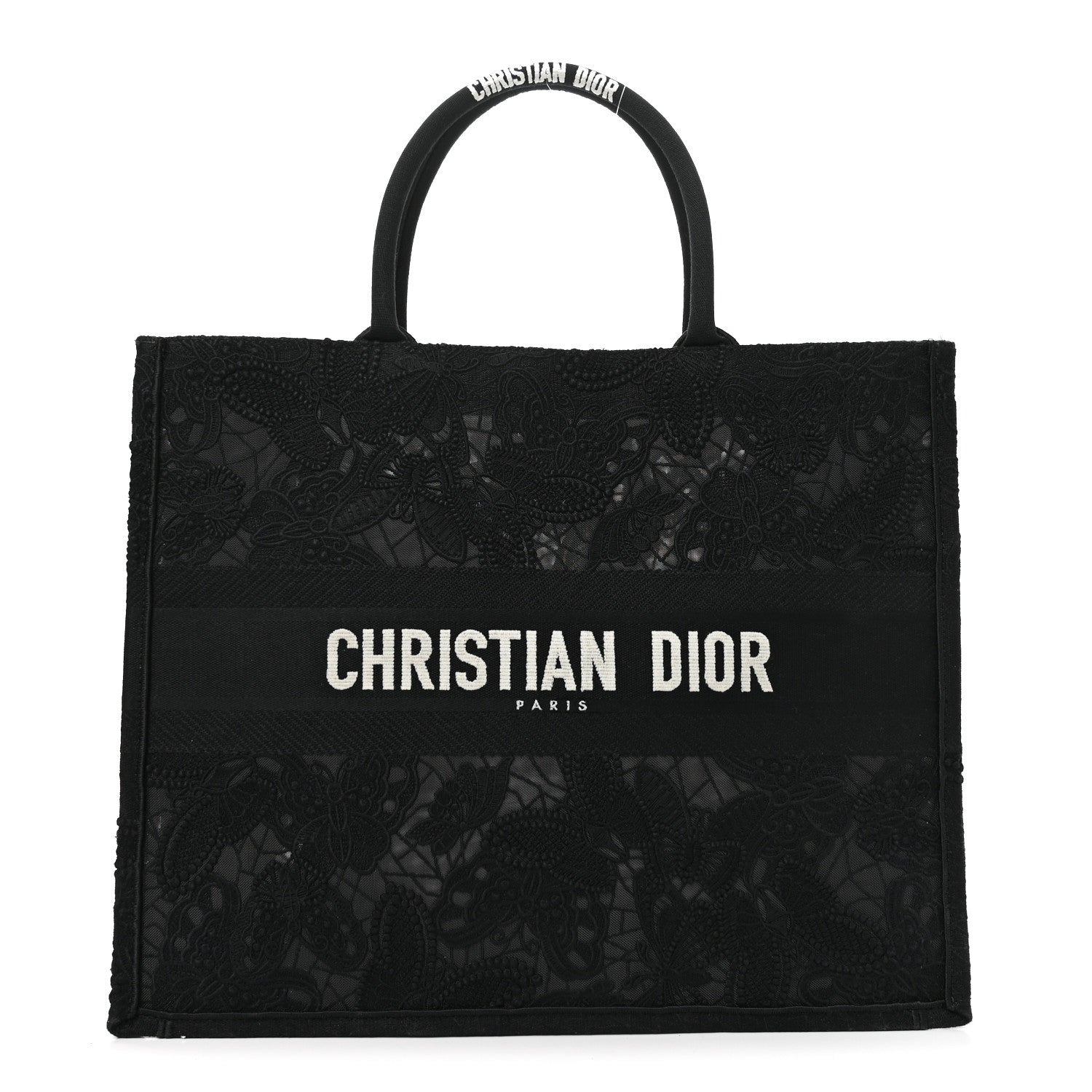 Christian Dior Embroidered 3D Macrame D-Lace Butterfly Large Book Tote Black Multicolor 1 of 10