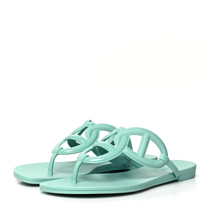 Hermes Rubber Womens Egerie Sandals 39 Vert Embrun 3 of 9