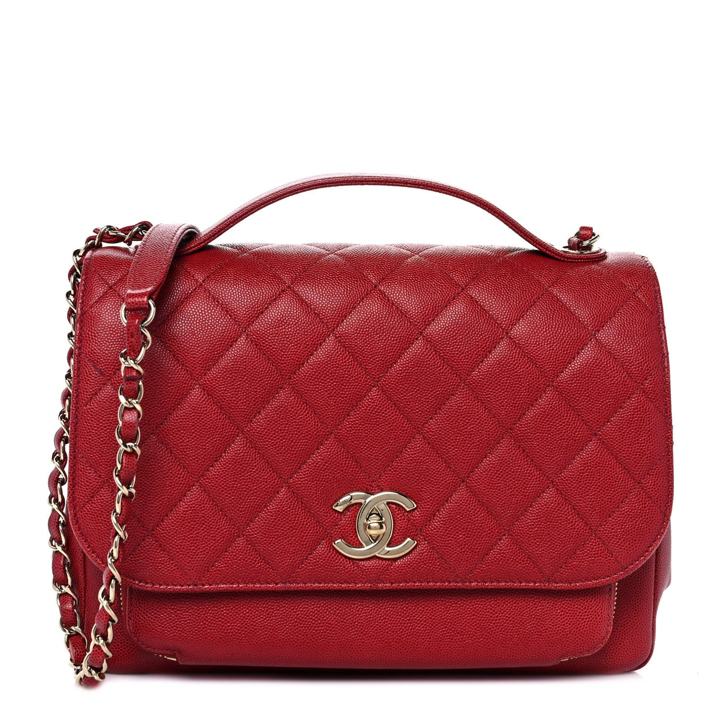 Caviar Quilted Large Business Affinity Flap Red