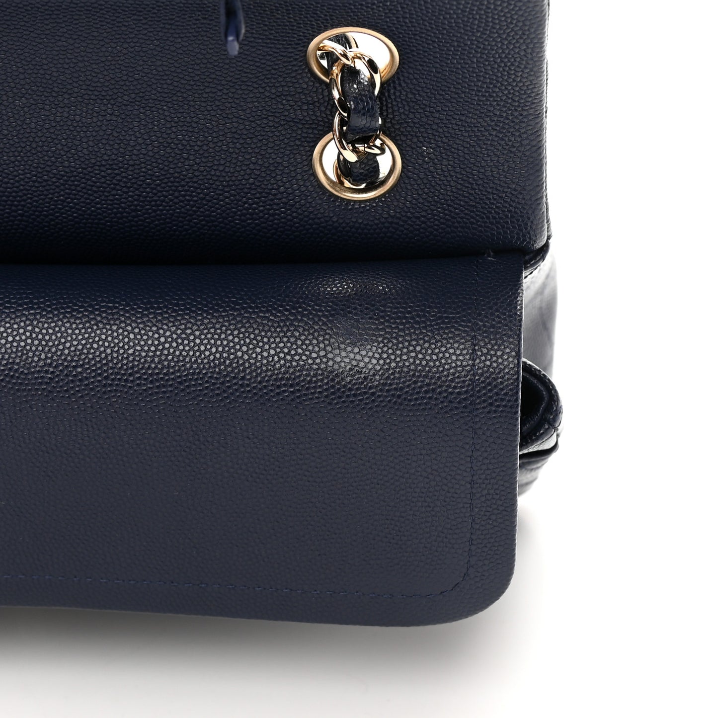 Caviar Quilted Medium Double Flap Navy