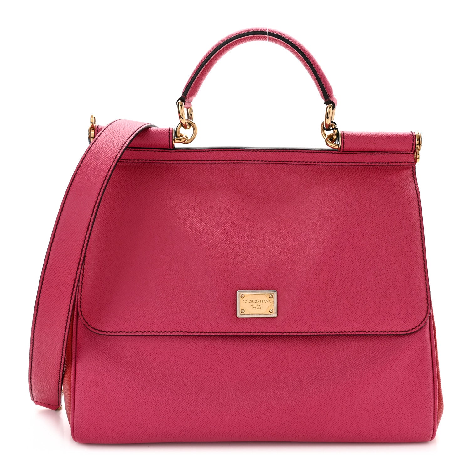 Dolce & Gabbana Dauphine Large Bi-Color Miss Sicily Satchel Fuchsia Red 1 of 9