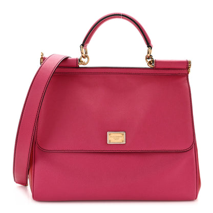 Dolce & Gabbana Dauphine Large Bi-Color Miss Sicily Satchel Fuchsia Red 1 of 9