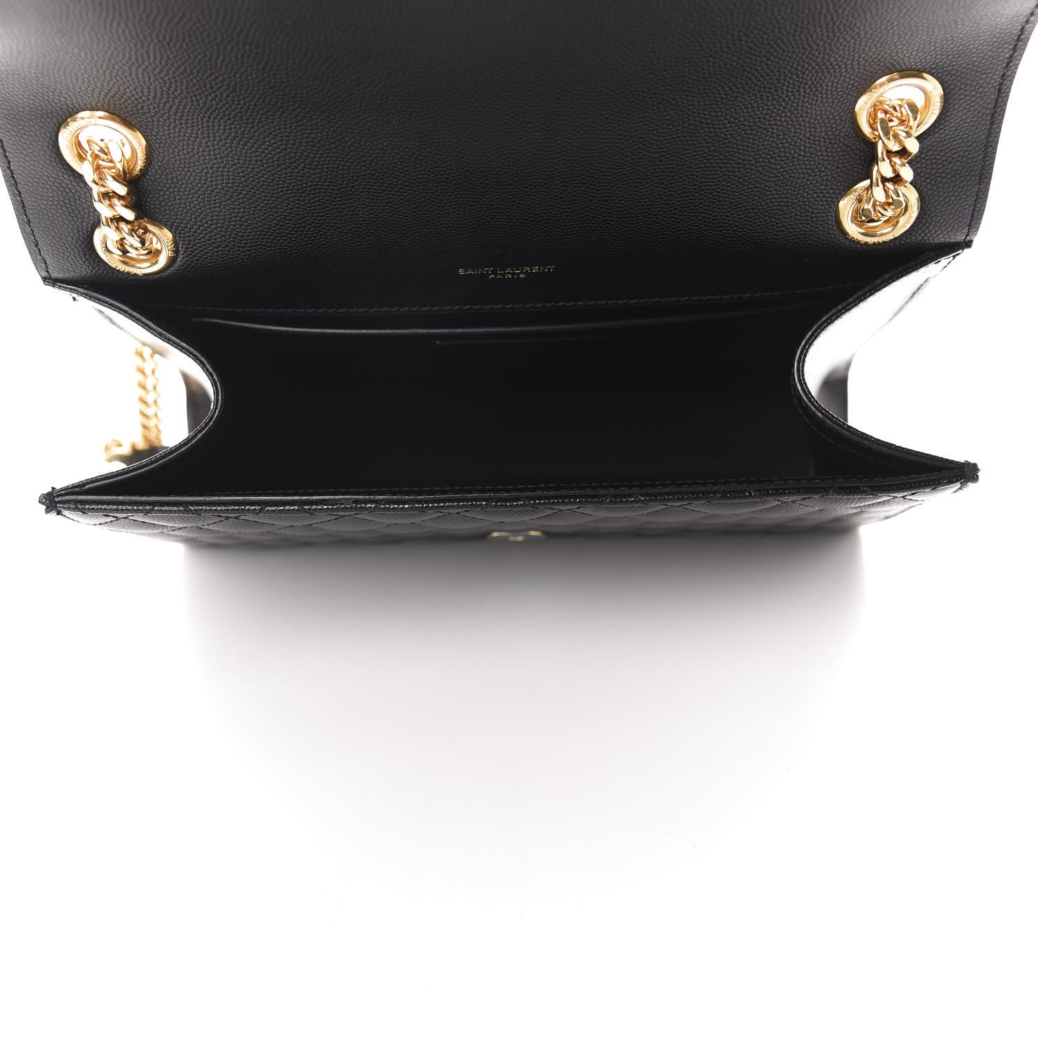 Saint Laurent Grain De Poudre Textured Mixed Matelasse Triquilt Medium Monogram Satchel Black 6 of 12