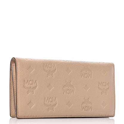 MCM Calfskin Signature Monogram Klara Two Fold Wallet Beige 3 of 7
