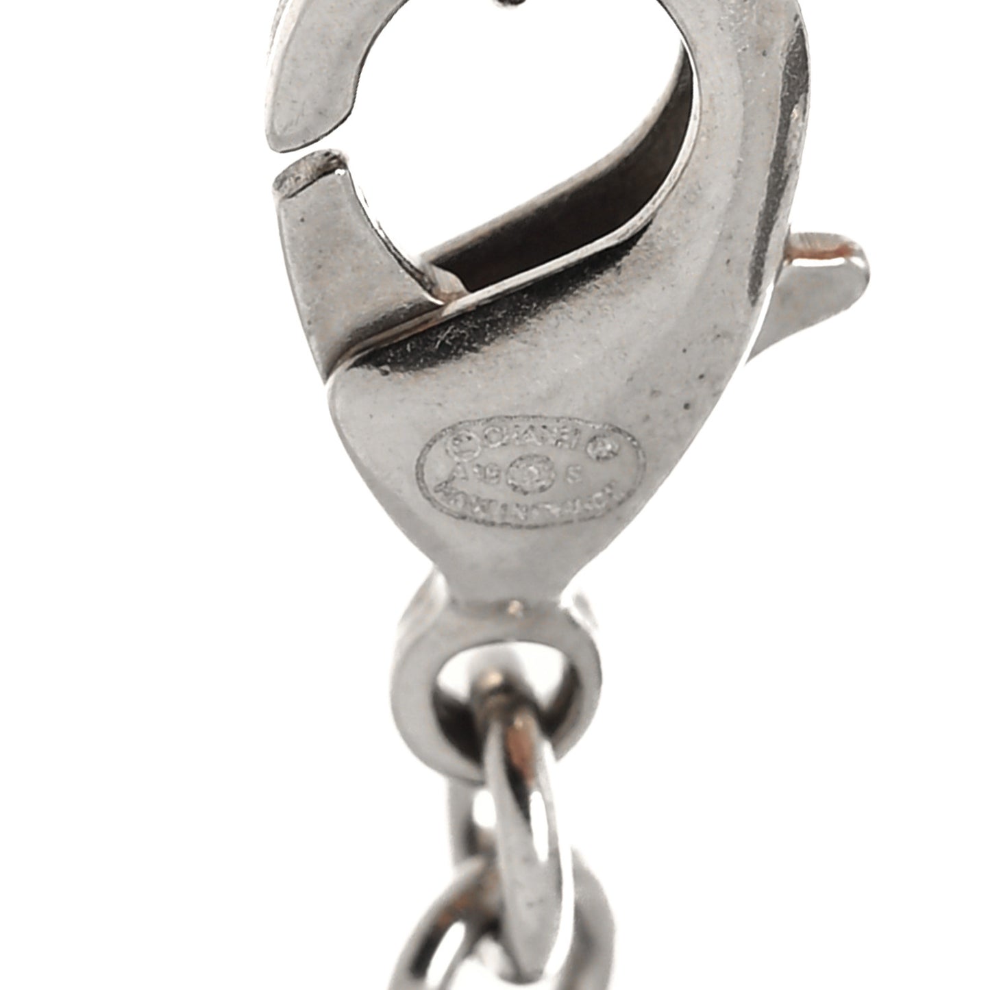 Crystal Bead CC Drop Necklace Silver