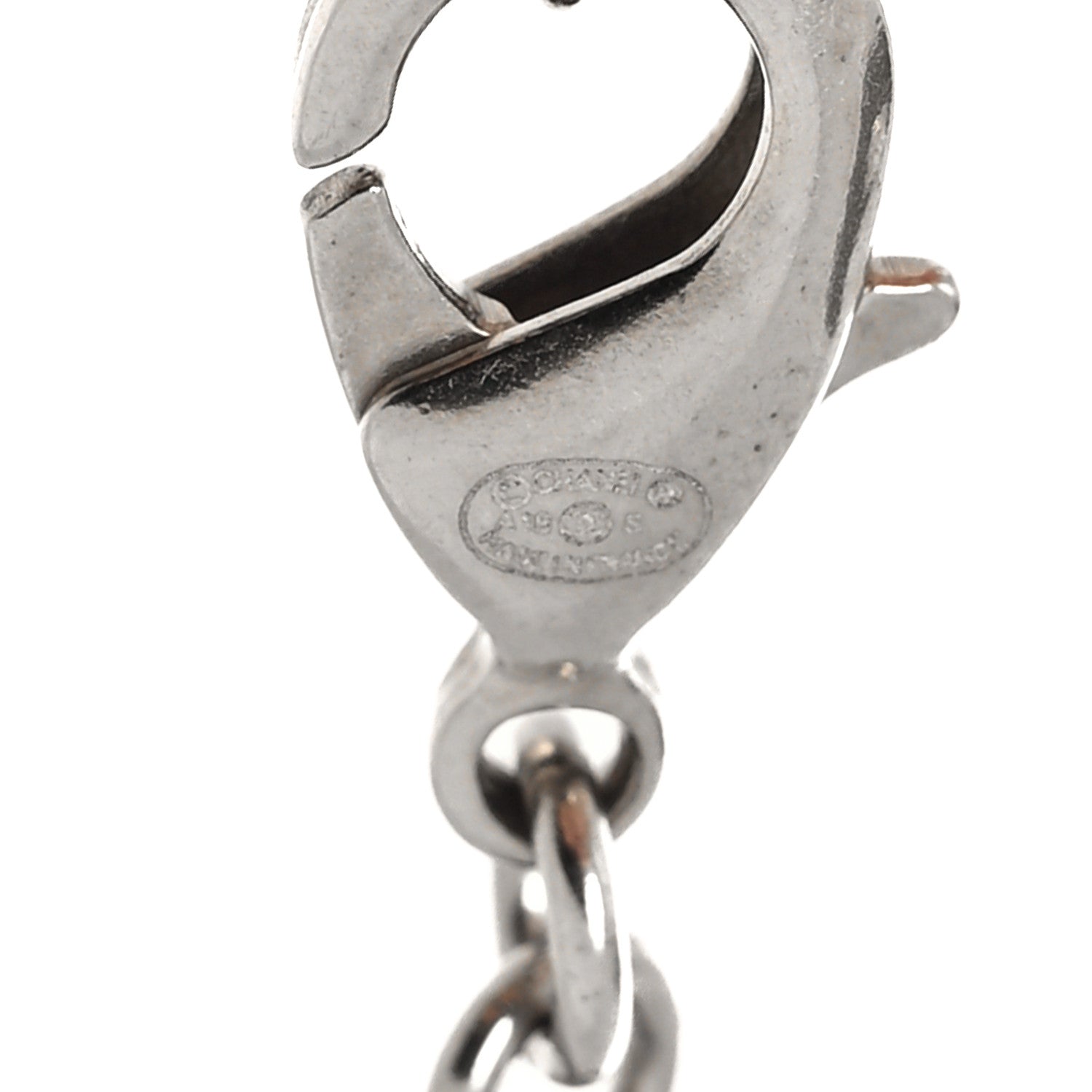 Chanel Crystal Bead CC Drop Necklace Silver 5 of 5