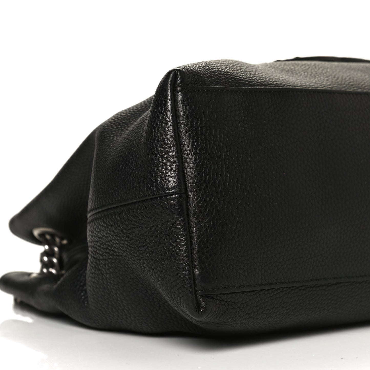 Pebbled Calfskin Studded Medium Soho Chain Shoulder Bag Black