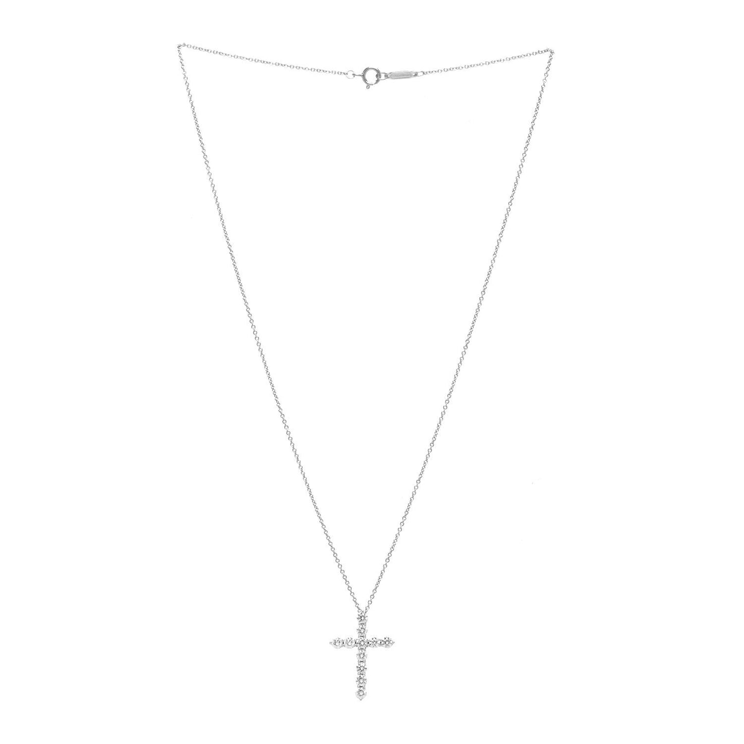 Platinum Diamond Medium Cross Pendant Necklace