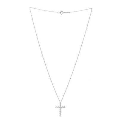 Tiffany Platinum Diamond Medium Cross Pendant Necklace 3 of 5
