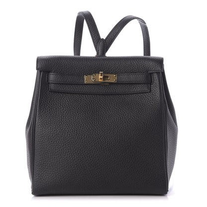 Hermes Taurillon Clemence Kelly Ado Backpack Black 1 of 9