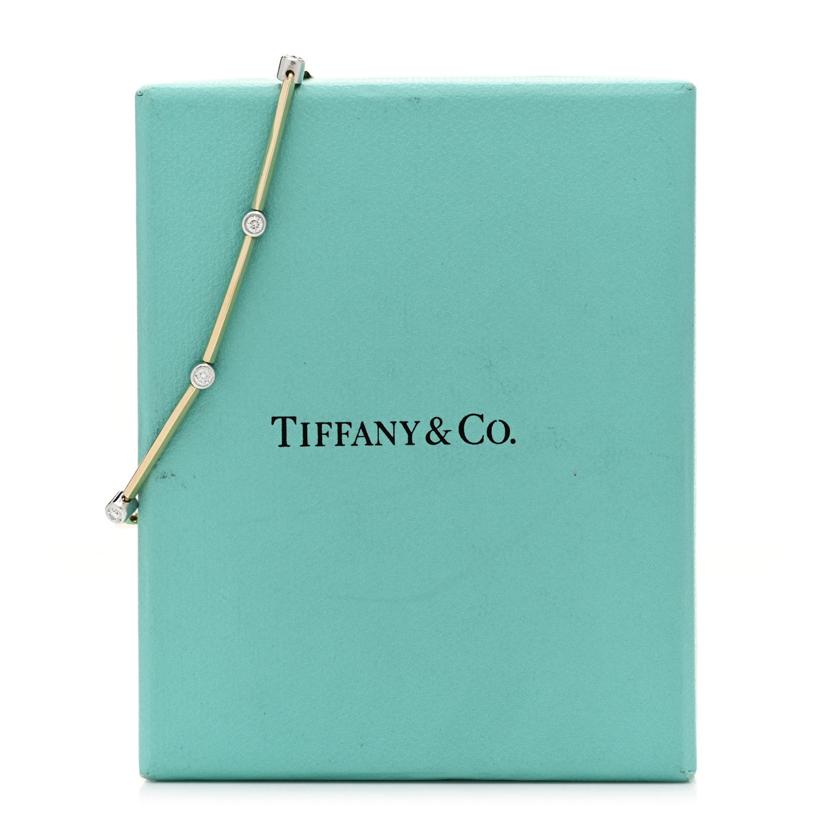 Tiffany 18K Yellow Gold Platinum Diamond Knife Edge Link Bracelet 4 of 4