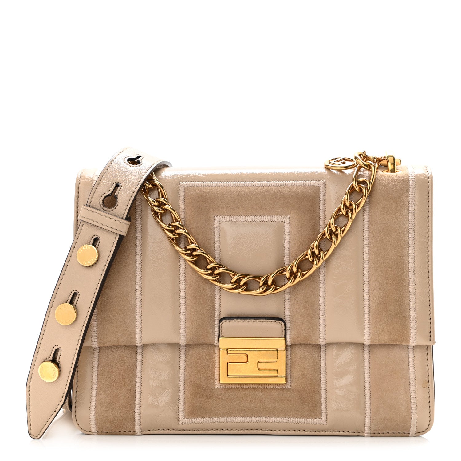 Fendi Agnello Old Shine Chamois F is Fendi Embossed Kan U Shoulder Bag Amido Nude 1 of 11