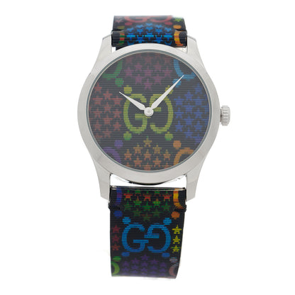 Gucci Stainless Steel Calfskin 38mm G-Timeless Psychedelic Quartz Watch 1 of 5