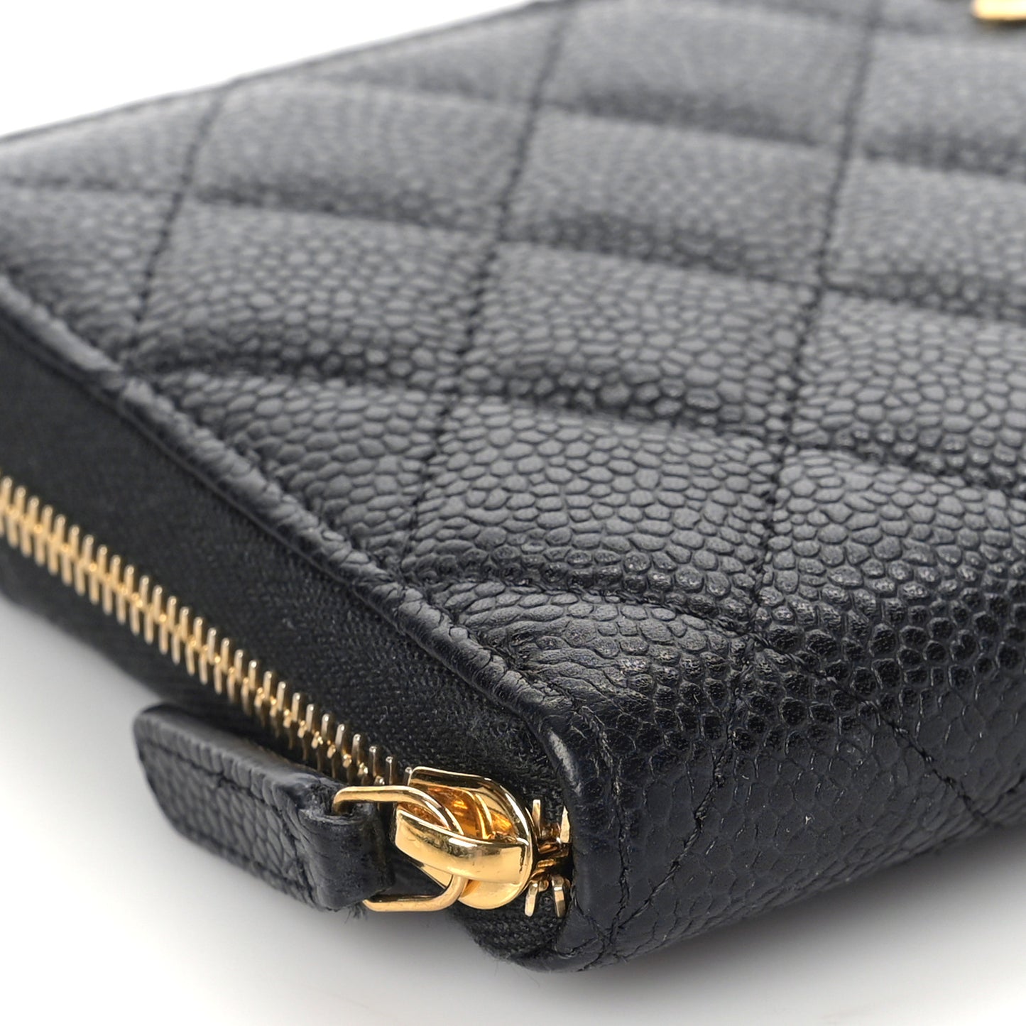 Caviar Quilted Large Gusset Zip Around Wallet Black