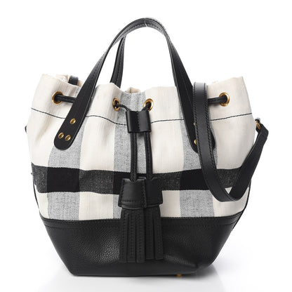 Burberry Canvas House Check Small Bucket Black White 3 of 12