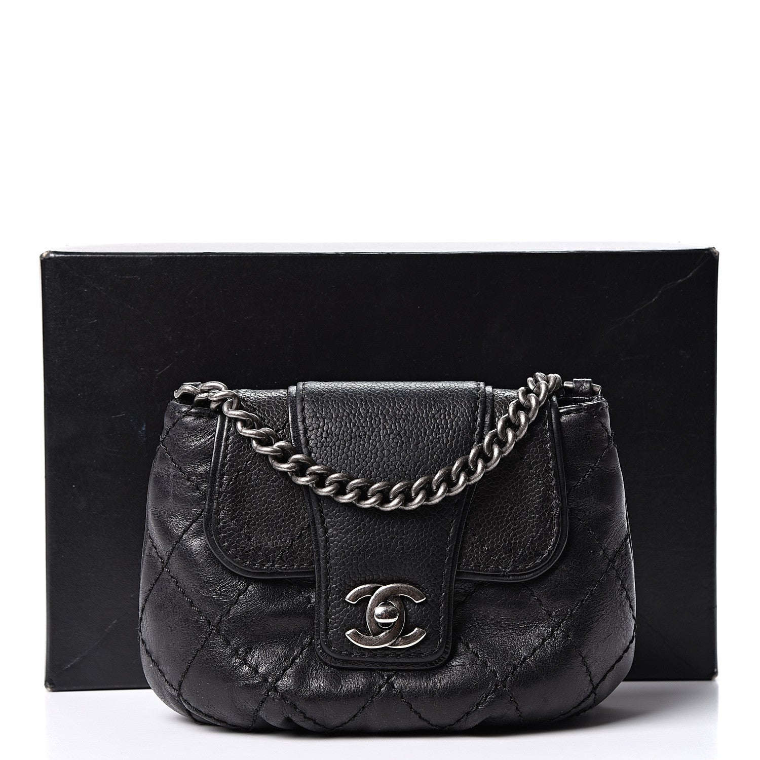 Chanel Caviar Aged Calfskin Mini Bubble Graphic Messenger Bag Black 10 of 10