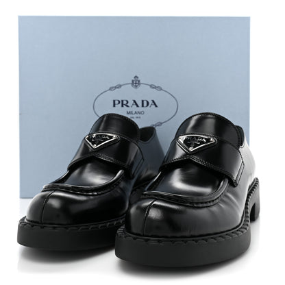 Prada Spazzolato Metal Triangle Logo 50mm Loafers 38.5 Black 9 of 9