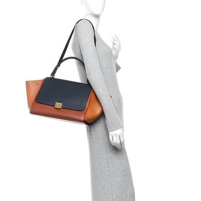 Celine Smooth Suede Medium Tri-Color Trapeze Navy 2 of 9