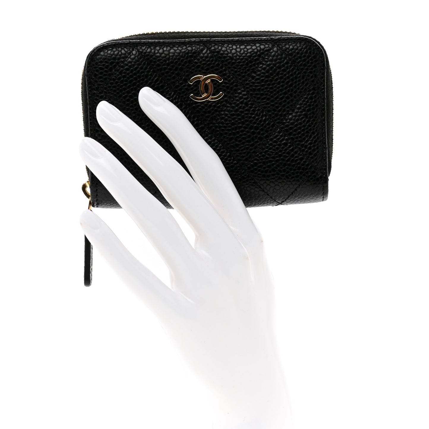 Caviar Quilted Classic Zipped Coin Purse Black