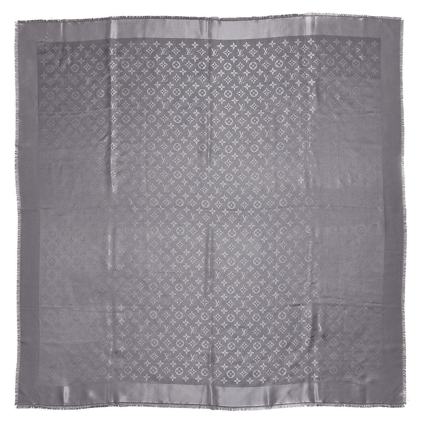 Silk Lurex Wool Monogram Shine Shawl Charcoal Grey