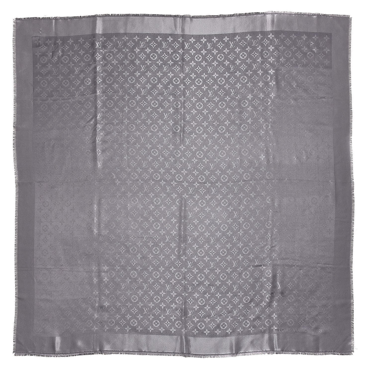 Louis Vuitton Silk Lurex Wool Monogram Shine Shawl Charcoal Grey 1 of 3