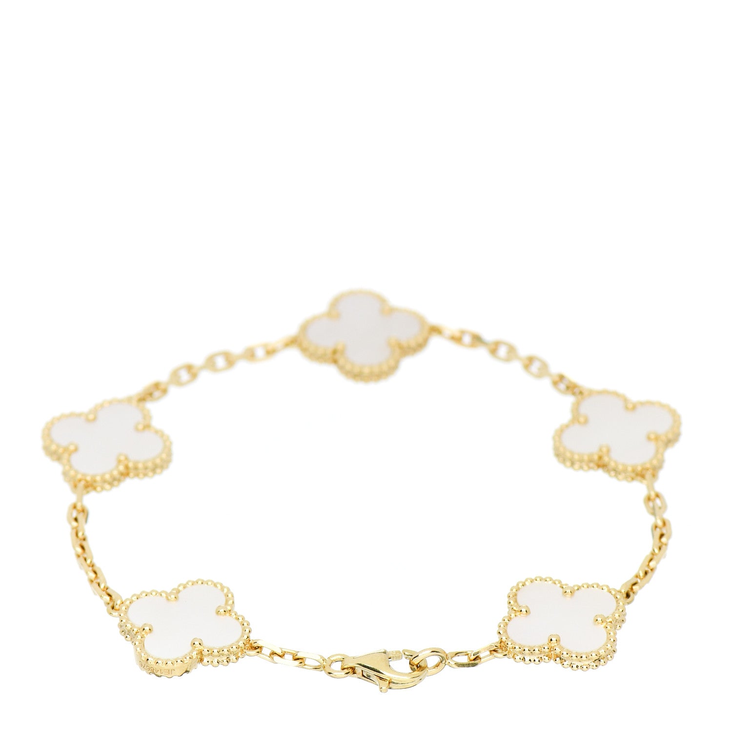 Van Cleef & Arpels 18K Yellow Gold Mother of Pearl 5 Motifs Vintage Alhambra Bracelet 2 of 3