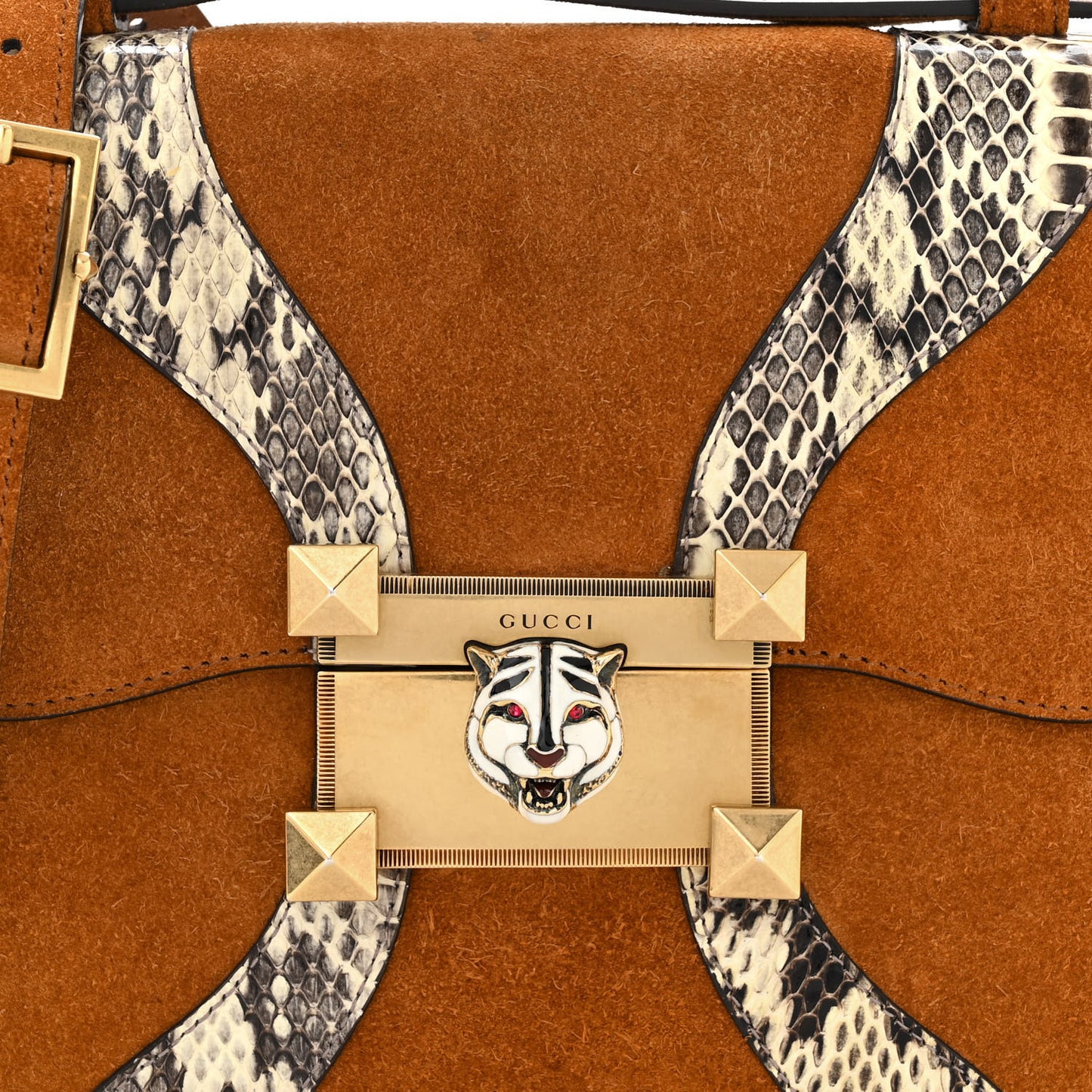 Snakeskin Suede Osiride Shoulder Bag Bright Cuir