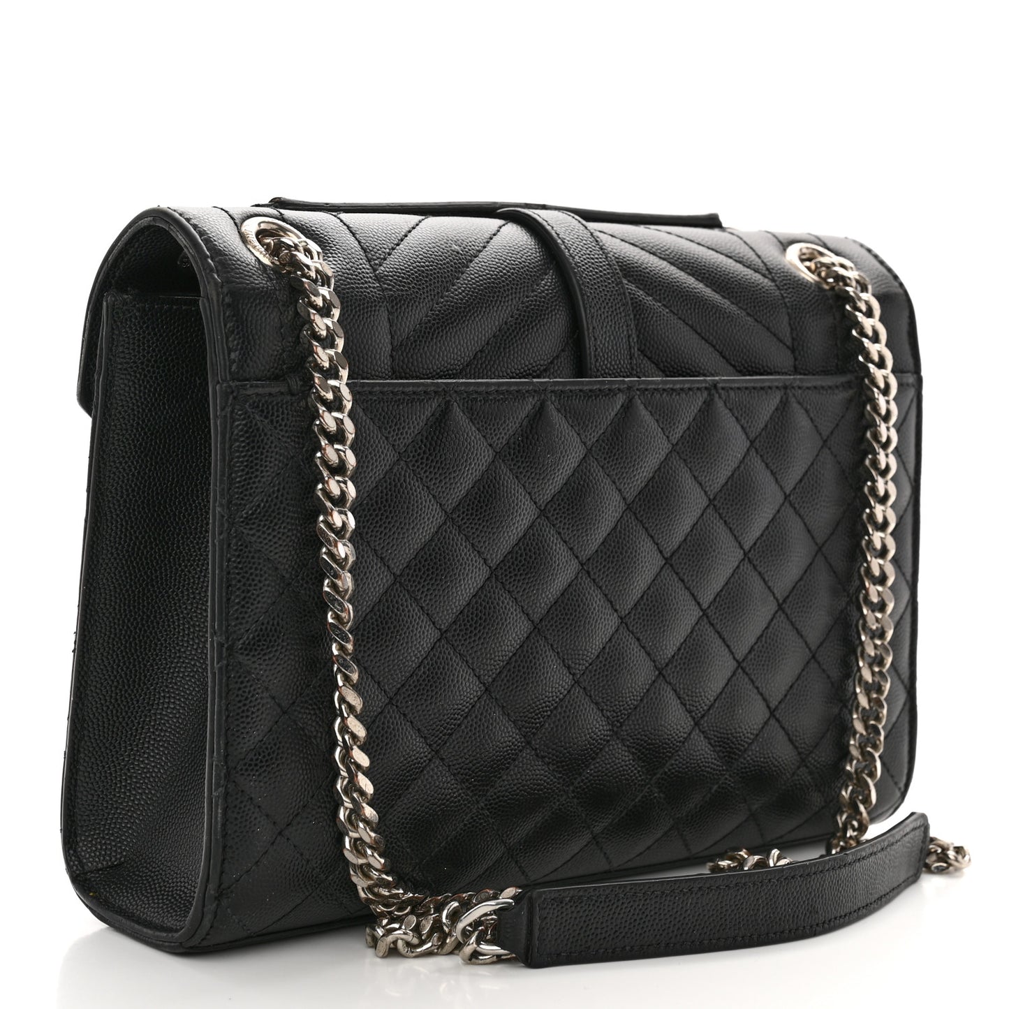 Grain De Poudre Textured Mixed Matelasse Triquilt Medium Monogram Satchel Black