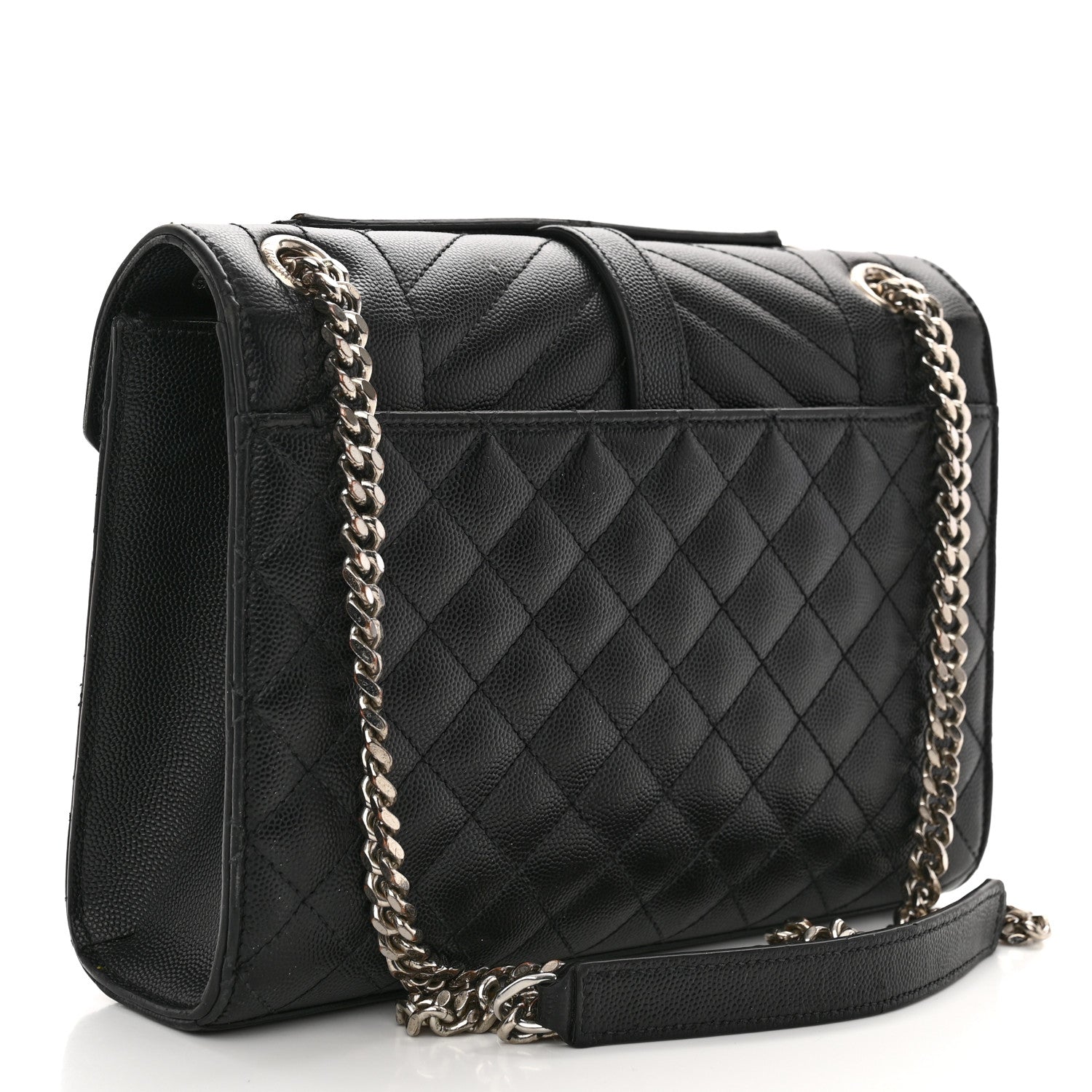 Saint Laurent Grain De Poudre Textured Mixed Matelasse Triquilt Medium Monogram Satchel Black 3 of 14