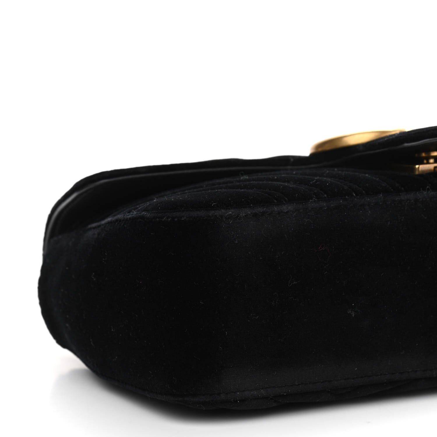 Gucci Velvet Matelasse Small GG Marmont Shoulder Bag Black 9 of 11