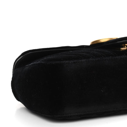 Gucci Velvet Matelasse Small GG Marmont Shoulder Bag Black 9 of 11