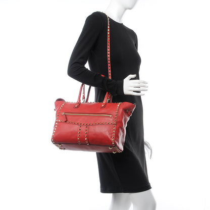 Valentino Garavani Calfskin Rockstud Top Handle Satchel Rosso Valentino 2 of 18