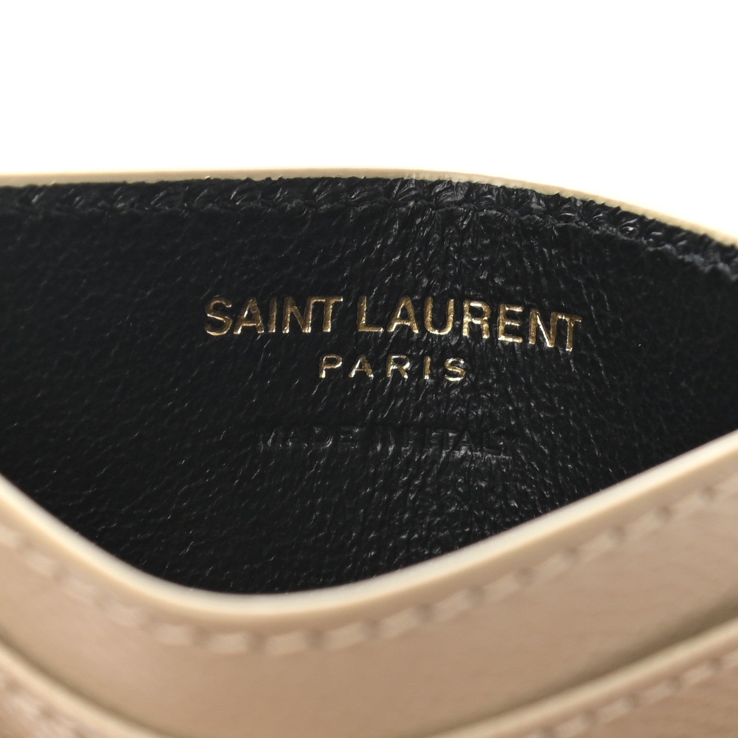 Saint Laurent Grain De Poudre Matelasse Chevron Monogram Credit Card Case Sea Salt 7 of 9