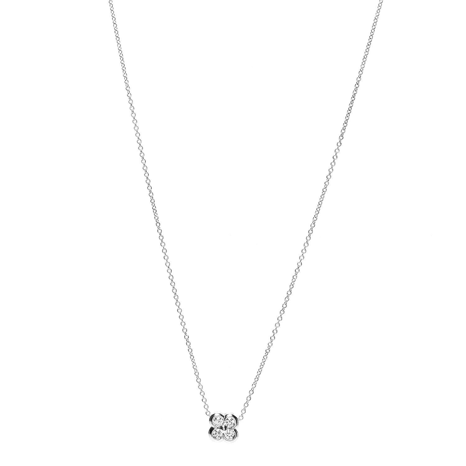 Tiffany Platinum Diamond .16ctw Flower Pendant Necklace 1 of 6