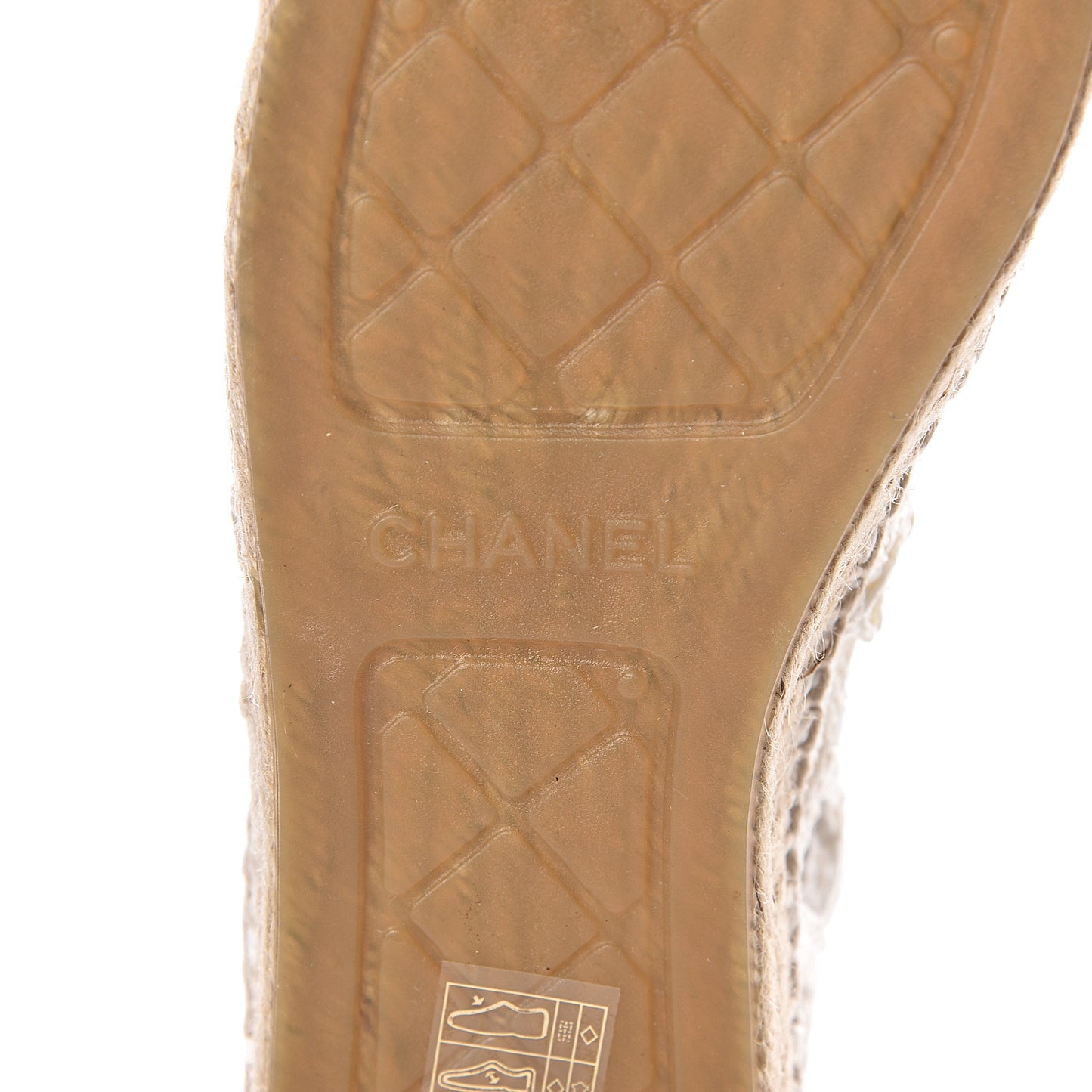 Woven Fabric Grosgrain CC Espadrilles 40 White Black