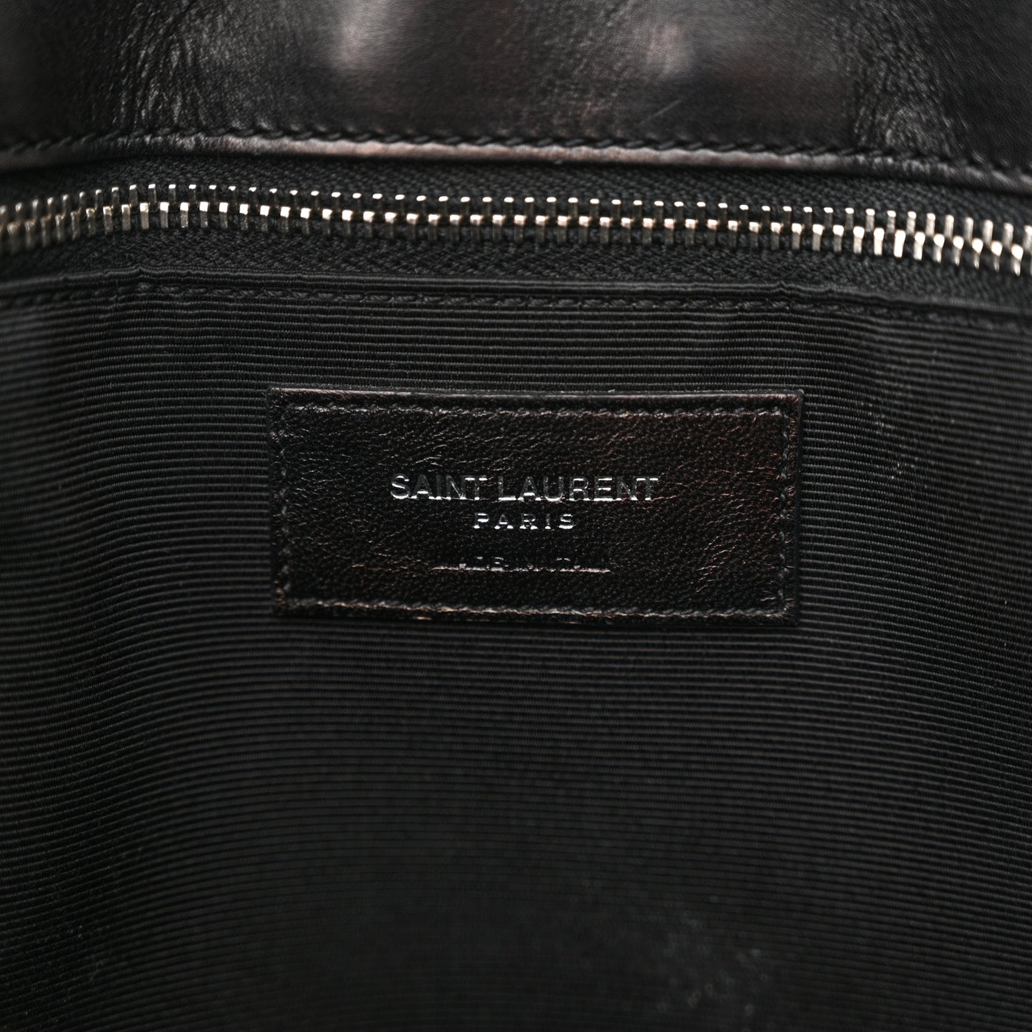 Smooth Calfskin Matelasse Chevron Large Monogram Shopping Bag Black