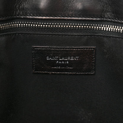 Saint Laurent Smooth Calfskin Matelasse Chevron Large Monogram Shopping Bag Black 7 of 16