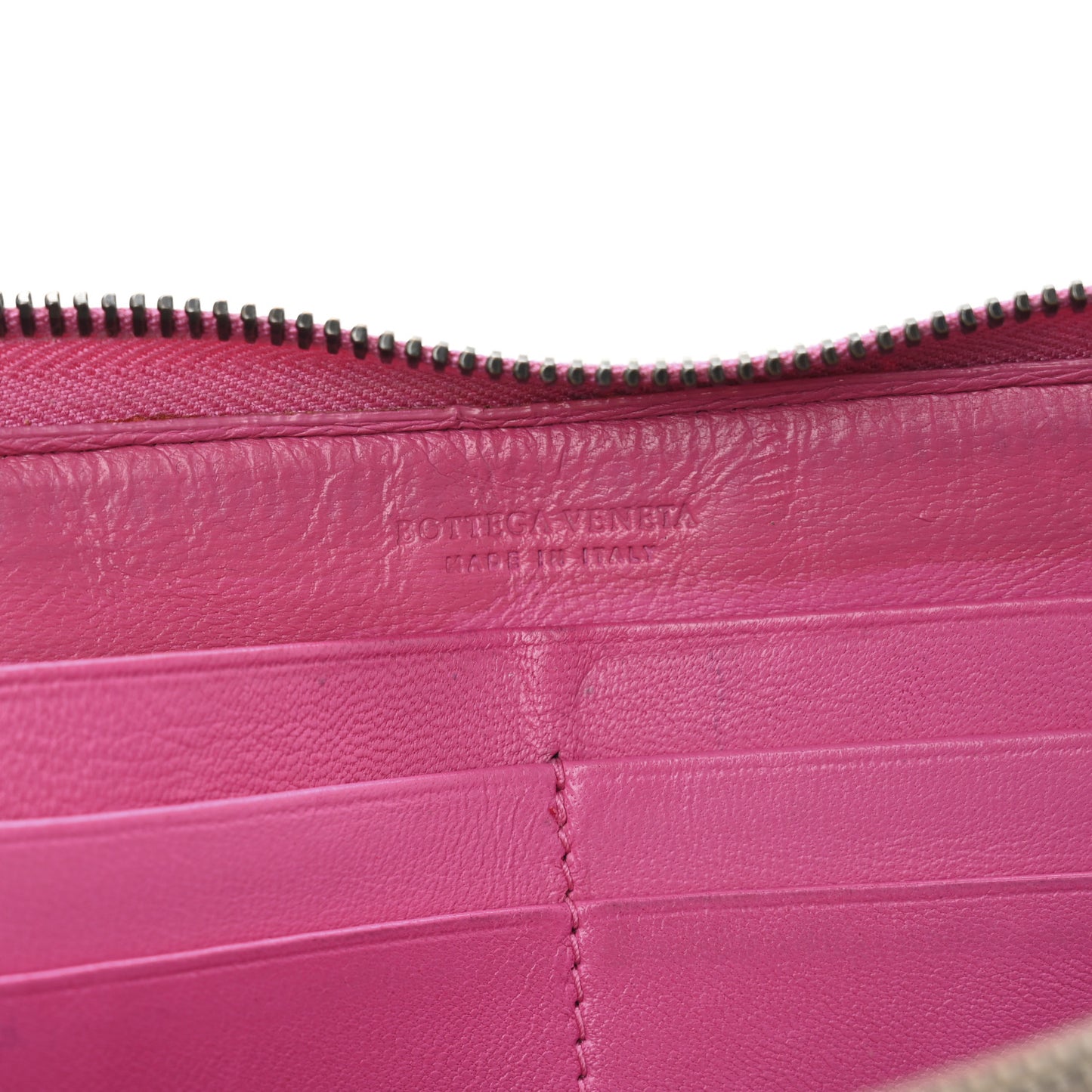 Nappa Intrecciato Zip Around Wallet Violet Fuxia