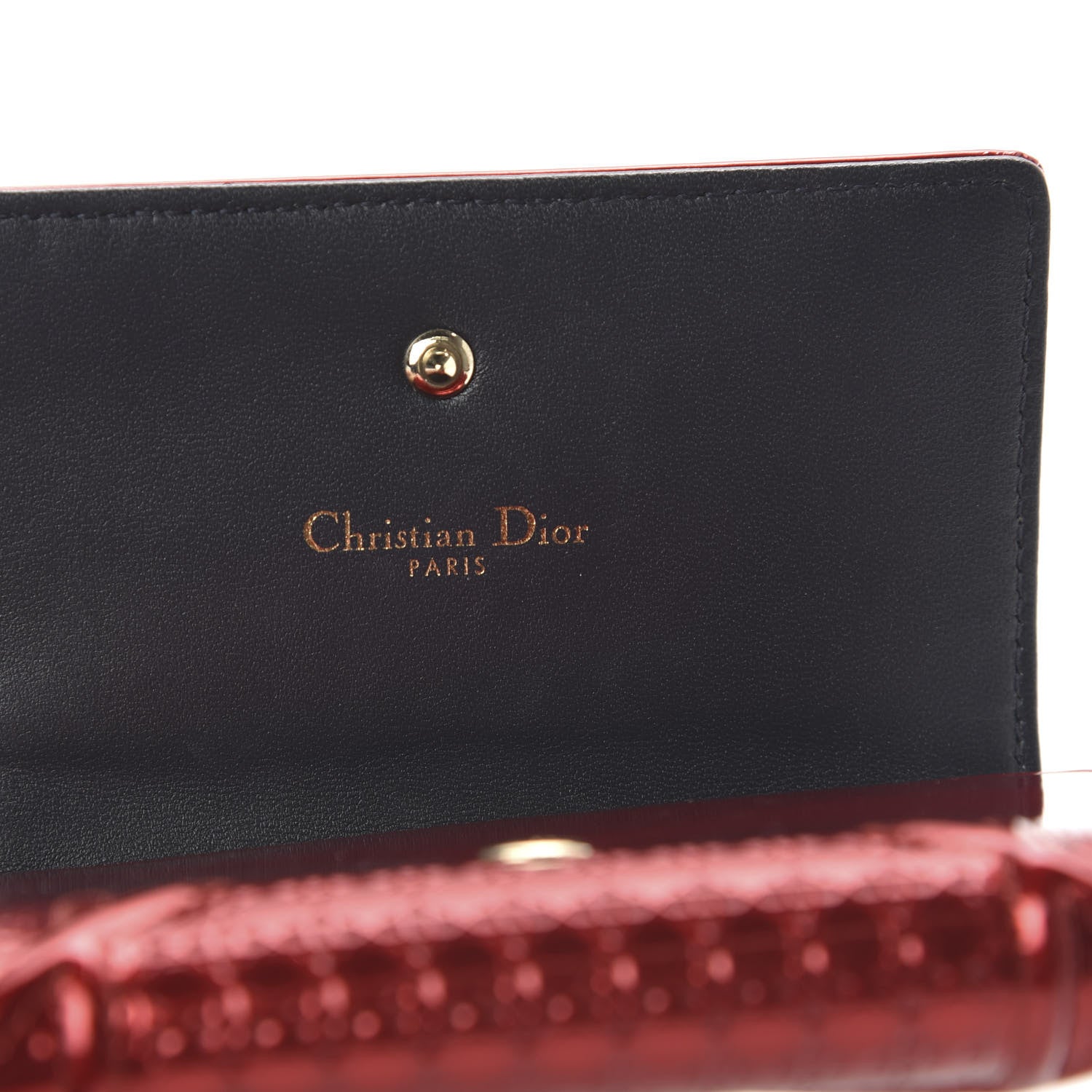 Christian Dior Metallic Patent Micro-Cannage Diorama Elancee Wallet Metal Rusty 8 of 10