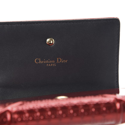 Christian Dior Metallic Patent Micro-Cannage Diorama Elancee Wallet Metal Rusty 8 of 10