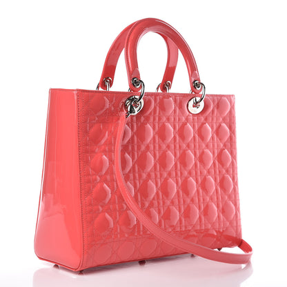 Christian Dior Patent Cannage Large Lady Dior Light Coral 3 of 11