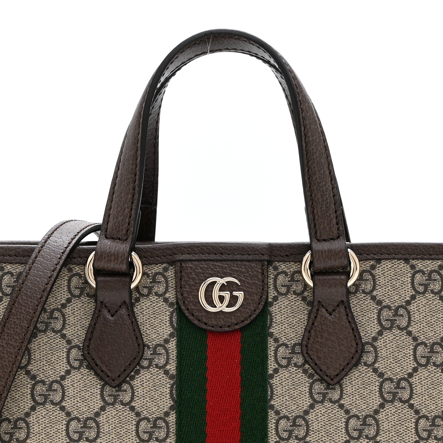 GG Supreme Monogram Textured Calfskin Web Small Ophidia Shoulder Tote Bag Beige Ebony New Acero