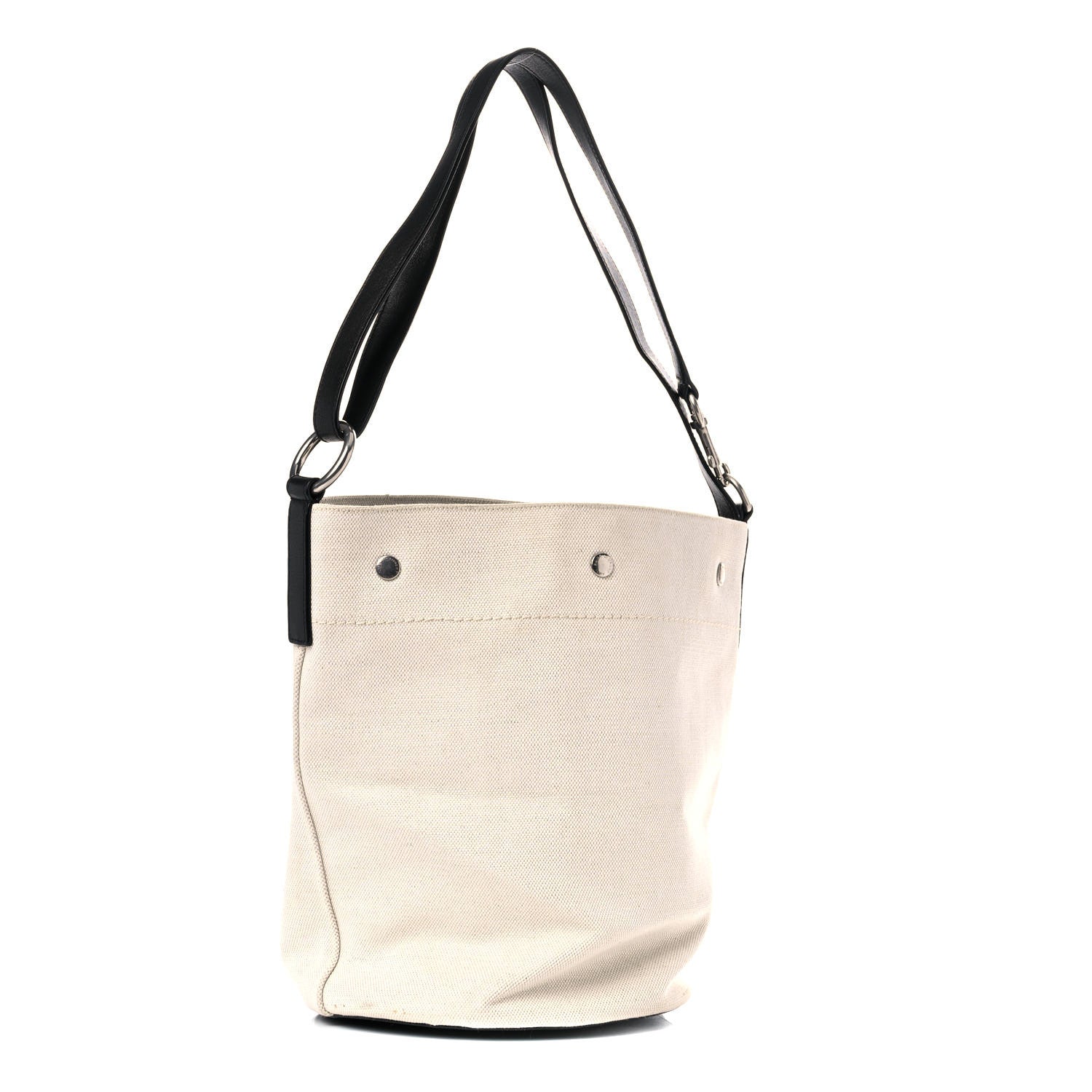 Saint Laurent Linen Calfskin Rive Gauche Bucket Bag Greggio Natural 4 of 13