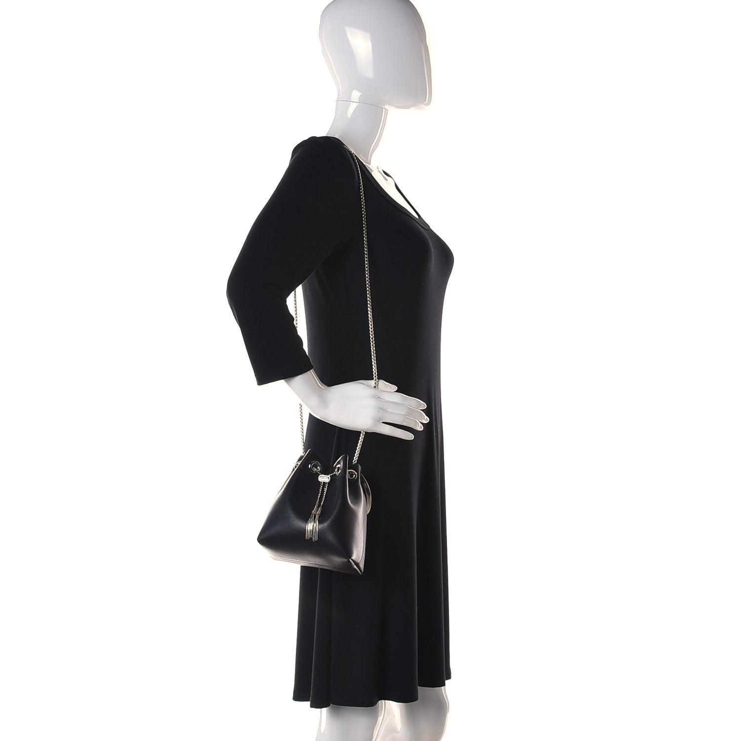 Jimmy Choo Calfskin Bon Bon Bag Bucket Bag Black 2 of 13