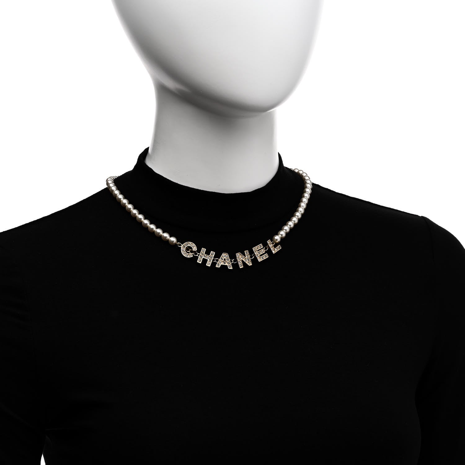 Chanel Pearl Crystal CC Logo Short Necklace Gold 2 of 6