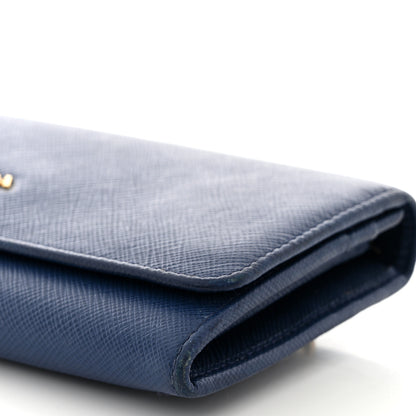 Prada Saffiano Metal Continental Flap Wallet Bleuette 10 of 12
