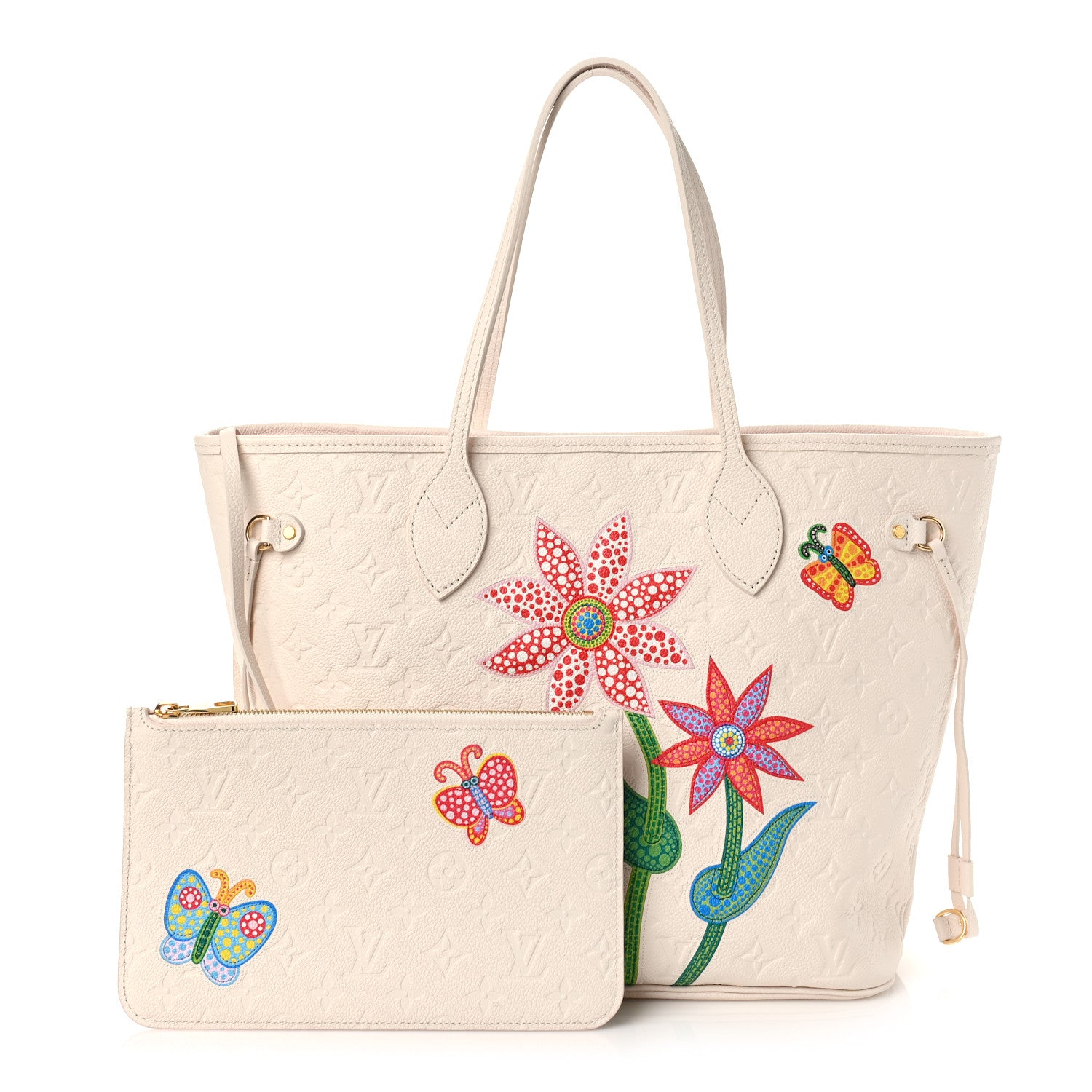 Louis Vuitton LV X YK Empreinte Inlaid Kusama Flowers Neverfull MM Quartz 1 of 9